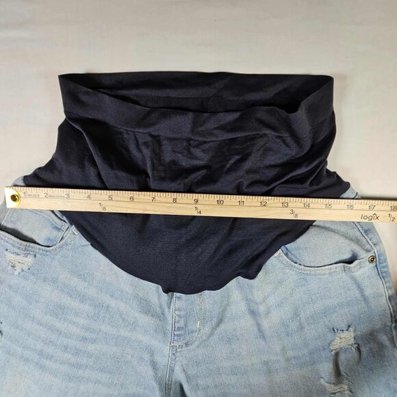 Sonoma Maternity Bermuda Jean Shorts Size 18 Light Wash Distressed Stretch Panel - Picture 4 of 10